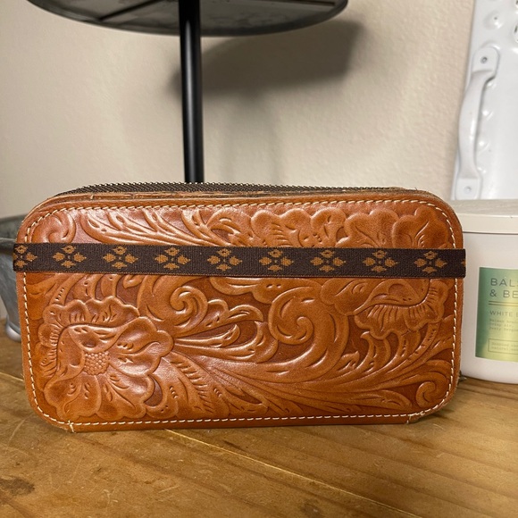 Patricia Nash Handbags - Patricia Nash Embossed Tool Leather Wallet- Floral Boho Zip Around Clutch